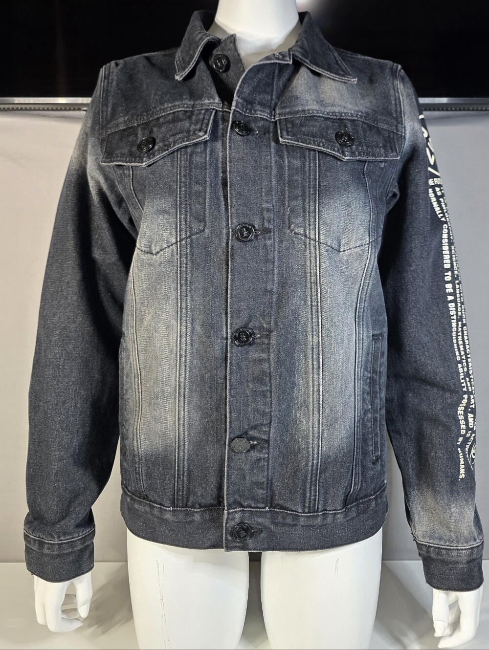Reason Supply Co. "Mission Apollo X" Faded Black Denim Jacket Size Small Unisex